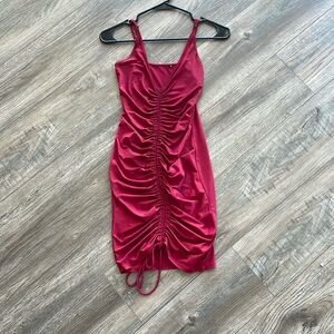 Fashion Nova Red Tie Up Bodycon Dress